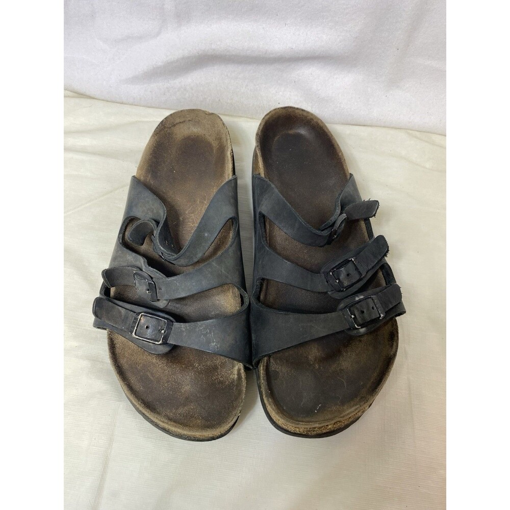Birkenstock 3 Strap Leather Sandals Black Unisex W's 9 M's 7 EU 40 - Picture 5 of 7